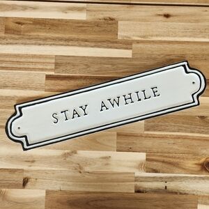 "STAY AWHILE" sign from Hearth & Hand with Magnolia by Joanna Gaines